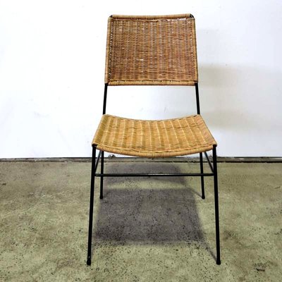 Rattan and Metal Side Chair 1950s for sale at Pamono
