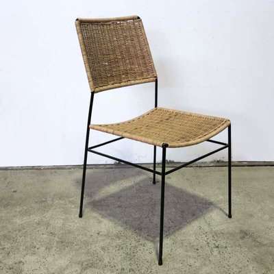 Rattan and Metal Side Chair 1950s