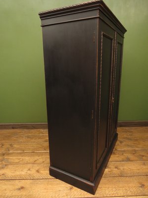 Antique Black Painted Linen Press Wardrobe For Sale At Pamono