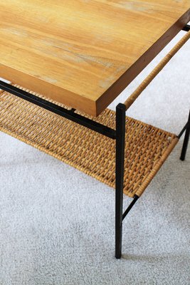 Hungarian Iron Oak And Wicker Side Table 1950s For Sale At Pamono