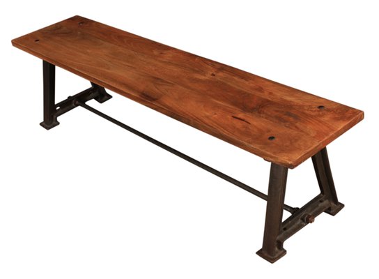 Industrial Cast Iron Walnut Benches 1920s Set Of 2 For Sale At