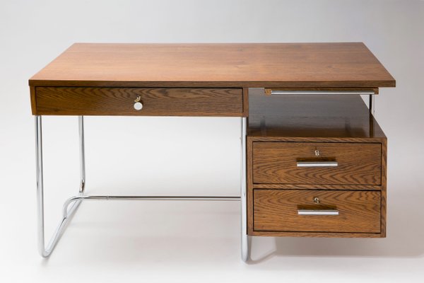 Vintage Bauhaus Chromed Tubular Steel Desk By K E Ort For Hynek