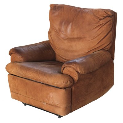 Fauteuil Club Vintage En Cuir Marron Italie 1980s En Vente Sur Pamono