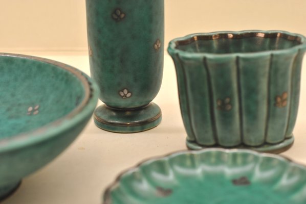 Vintage Stoneware Argenta Bowls And Vases By Wilhelm Kage For