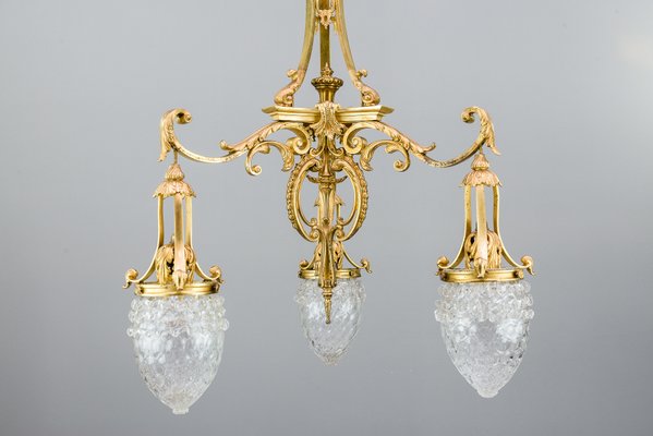 Antique Gilt Metal Glass Chandelier For At Pamono Antique Gilt Metal Glass Chandelier