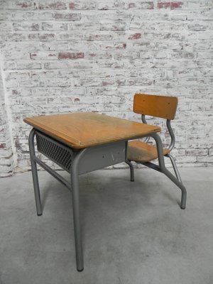 Industrial Children S School Desk With Chair 1960s For Sale At Pamono