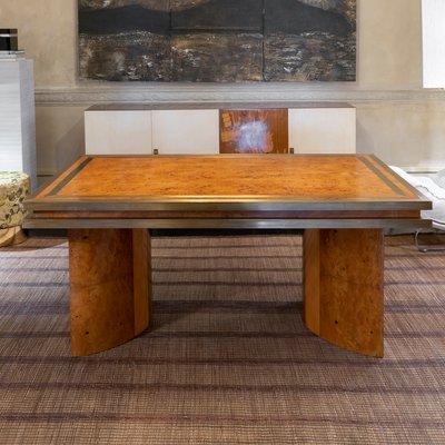 Vintage Italian Burl Wood Br Dining Table 1950s