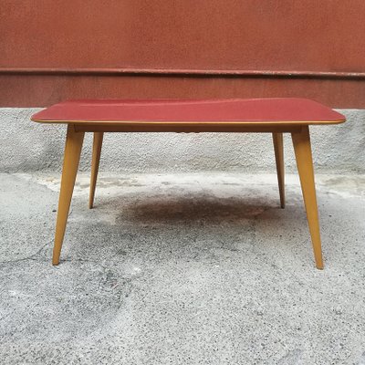 Italian Wood Dining Table With Pink Glass Top 1960s For Sale At
