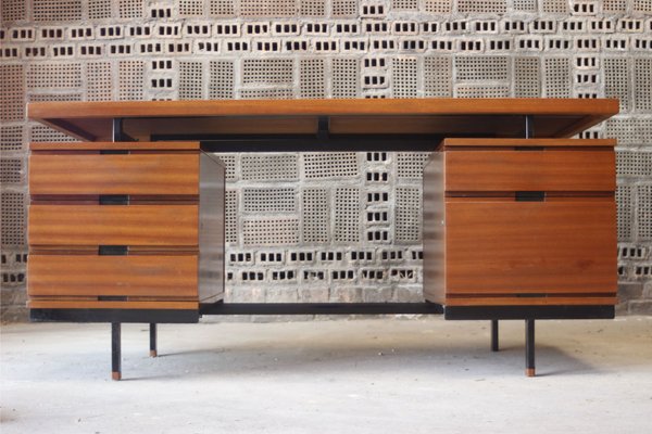 Mahogany Veneer Desk By Pierre Guariche For Minvielle 1950s For Sale At Pamono