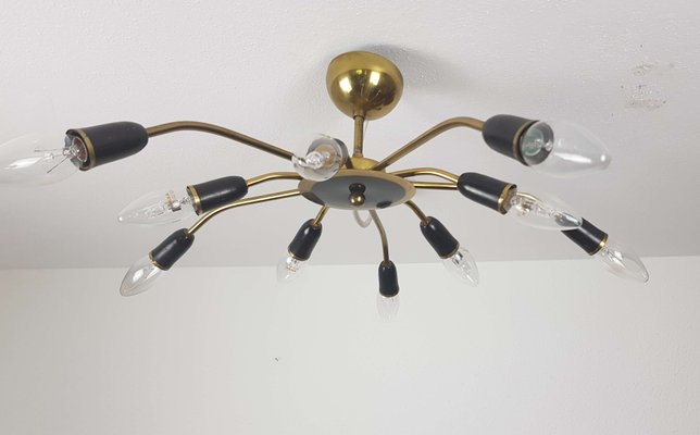 Brass Sputnik Ceiling Lamp 1950s