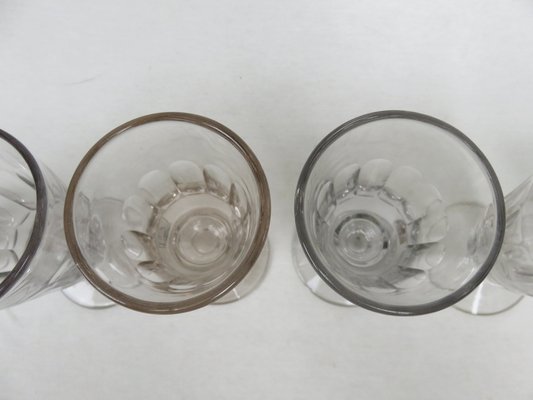 footed 1960’s with circle and leaf design set of two Rare to find pink hand blown sherbet glasses