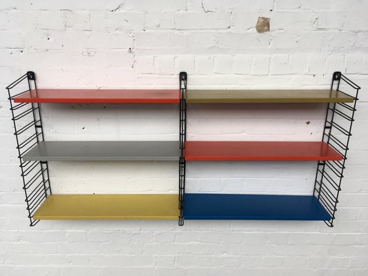 Mid Century Teak Metal Wall Shelving Unit By A D Dekker For