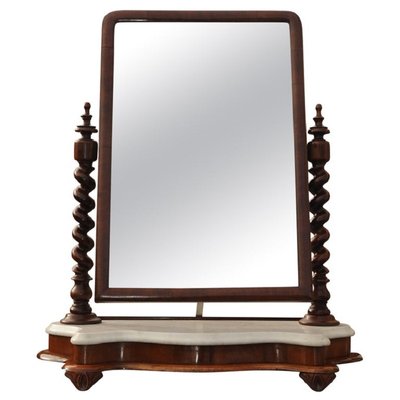 Regency Marble Mahogany Vanity Mirror, Rectangular Vanity Mirror On Stand