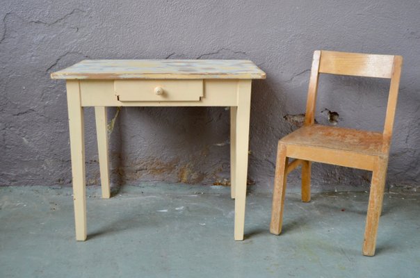Vintage Rustic Childrens Desk Chair Set 1950s For Sale At Pamono