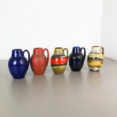 Vintage German Pottery Fat Lava 414-16 Vases from Scheurich, 1970s, Set of 5