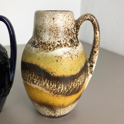 Vintage German Pottery Fat Lava 414-16 Vases from Scheurich, 1970s