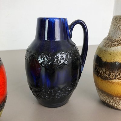 Vintage German Pottery Fat Lava 414-16 Vases from Scheurich, 1970s