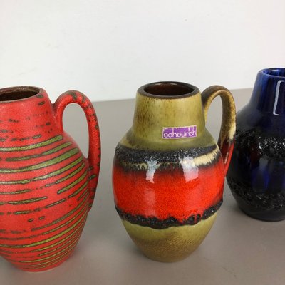 Vintage German Pottery Fat Lava 414-16 Vases from Scheurich, 1970s