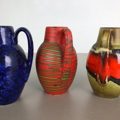 Vintage German Pottery Fat Lava 414-16 Vases from Scheurich, 1970s, Set of 5
