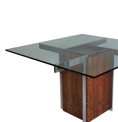 Italian Chrome Marble Gl Dining Table 1960s