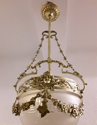 Antike deutsche Deckenlampe aus Messing Antike deutsche Deckenlampe aus Messing