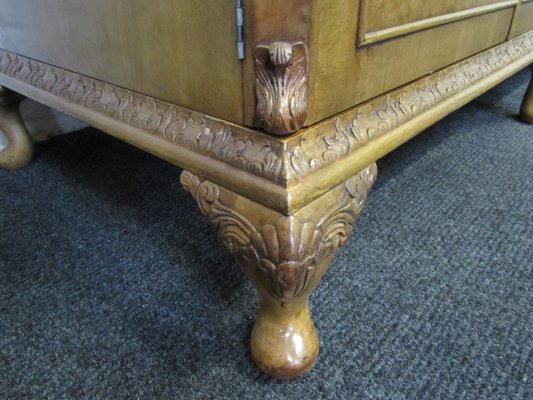 Large Queen Anne Style Burr Walnut Bedroom Set 1920s