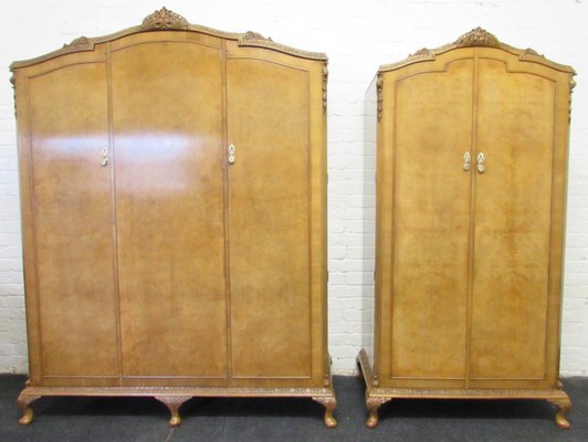 Large Queen Anne Style Burr Walnut Bedroom Set 1920s