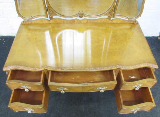 Large Queen Anne Style Burr Walnut Bedroom Set 1920s
