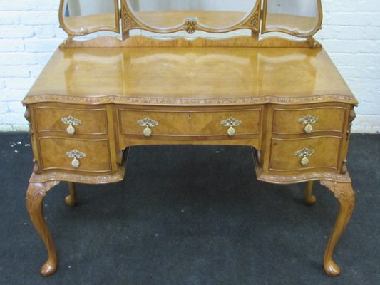 Large Queen Anne Style Burr Walnut Bedroom Set 1920s