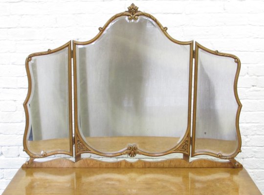 Large Queen Anne Style Burr Walnut Bedroom Set 1920s