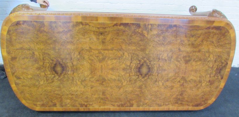 Large Queen Anne Style Burr Walnut Dining Room Set 1920s