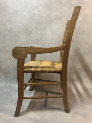 Vintage Rustic Cherry Straw Armchair 1950s for sale at Pamono