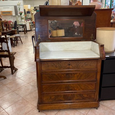 Antique Walnut And Marble Dresser For Sale At Pamono