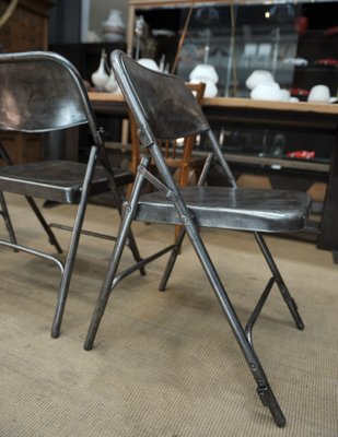 Chaises Pliantes Vintage En Metal Poli 1950s Set De 8 En Vente Sur Pamono