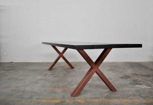 Industrial Wood Metal Base Dining Table From Atelier Borella For Sale At Pamono