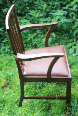 Antique Oak And Brown Leather Dining Chairs Set Of 12 For Sale At Pamono