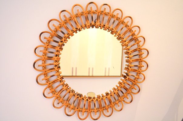 Rattan Sunburst Mirror 1950s For At Pamono Rattan Sunburst Mirror 1950s For