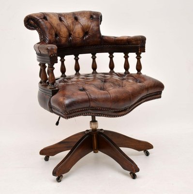 Antique Style Leather Mahogany Desk Chair 1950s For At Pamono Antique Style Leather Mahogany Desk