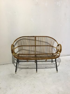 Petit Banc Vintage En Rotin De Rohe Noordwolde 1960s En Vente Sur Pamono