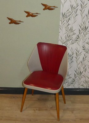 Mid Century Red Grey Cocktail Chair