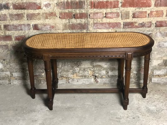 Vintage Louis Xvi Style Carved Walnut Cane Bench For Sale At Pamono