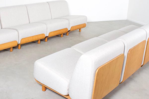 Vintage Plywood Fabric Sectoinal Sofa By Cees Braakman For Ums