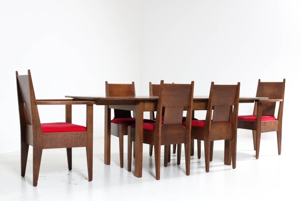 Art Deco Dutch Oak Dining Room Set By H Fels For L O V Oosterbeek 1920s Art Deco Dutch Oak Dining Room Set By H Fels For L O V Oosterbeek 1920s