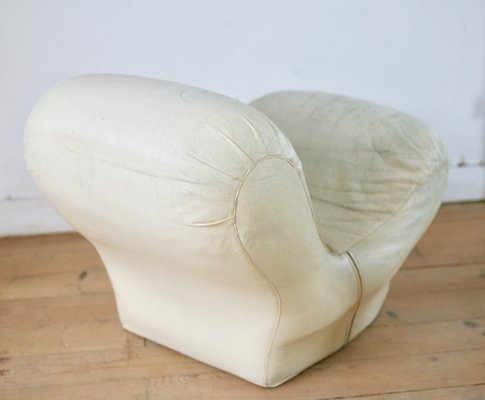 Ivory Leather Lounge Chair 1960s For, Ivory Leather Chairs