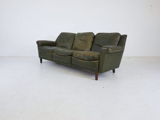 Green Leather Sofa 1950s For Sale At Pamono