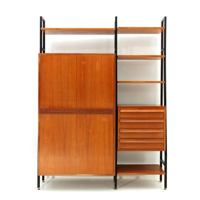 Mid Century Metal Wood Shelving Unit 1950s Mid Century Metal Wood Shelving Unit 1950s