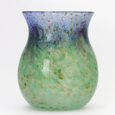 Sea Green Blue Glass Vase With Gold Aventurine By Salvador Ysart