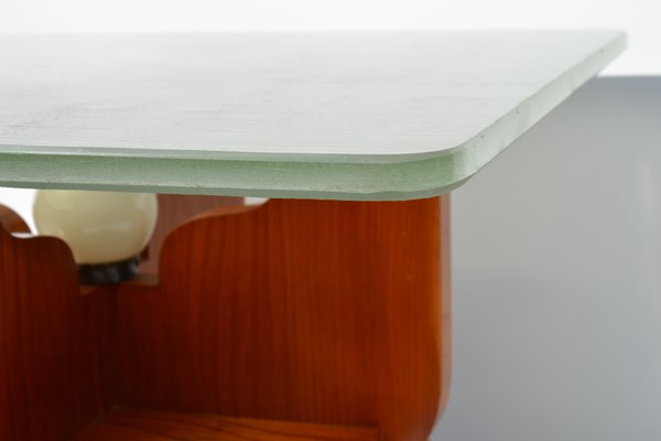 Vintage Art Deco Style Coffee Table With Etched Glass Top For Sale
