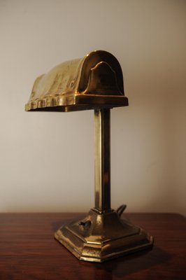 Vintage Solid Brass Adjustable Bankers Desk Lamp 1920s For Sale