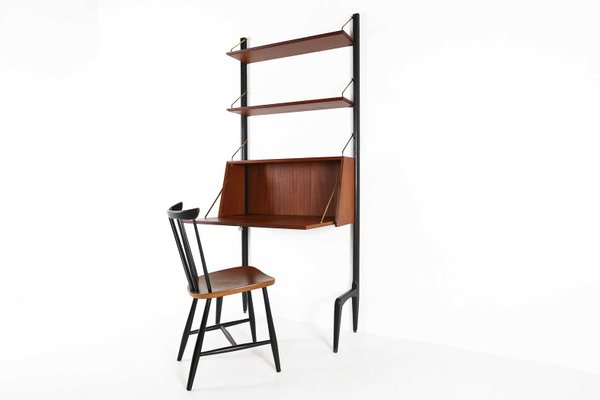 Vintage Wandregal von Louis van Teeffelen für WéBé, 1950er Vintage Wandregal aus Teak von Louis van Teeffelen für WéBé